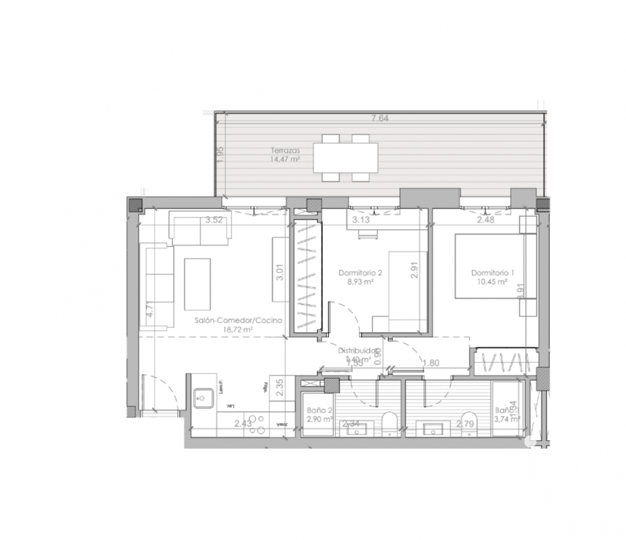 Apartment à Mijas, Malaga, Espagne 2 chambres, 75 m2 No. 153456