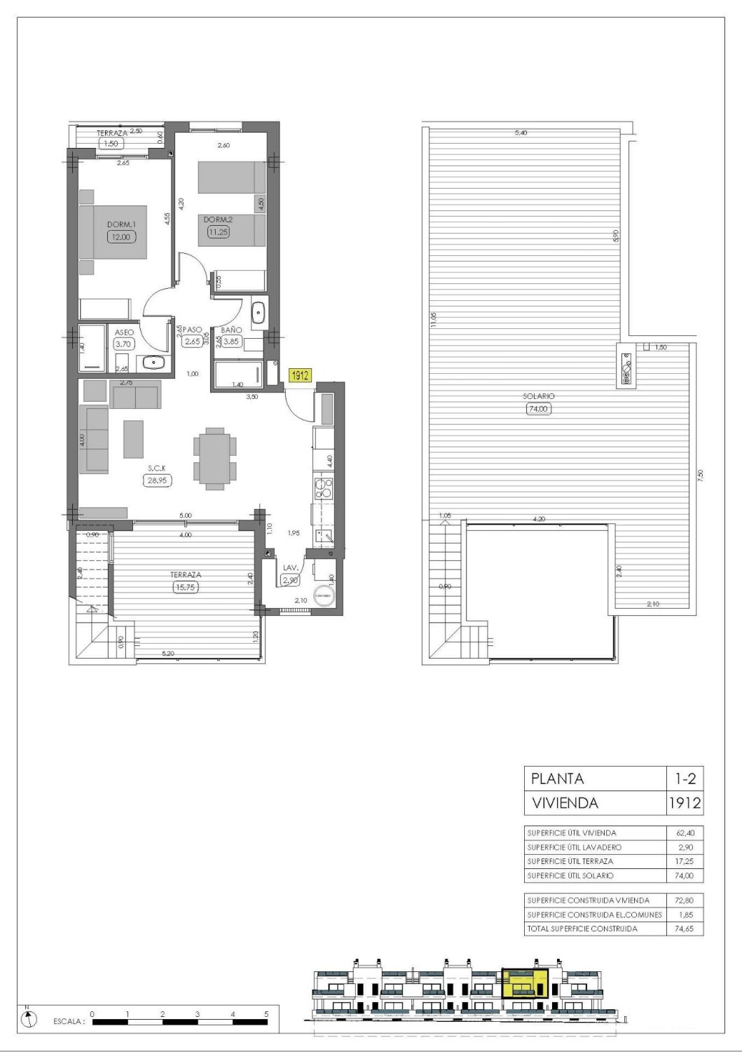 Bungalow i Algorfa, Alicante, Spanien 2 sovrum, 74 kvm. Nr. 141491