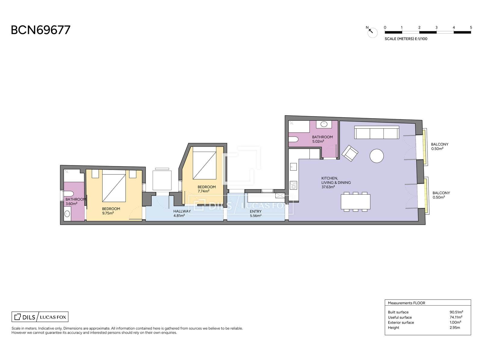 Apartamento en Barcelona, España 2 dormitorios, 90 m2 No. 168911