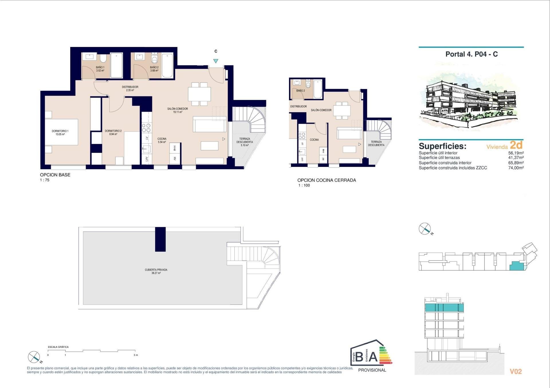 Penthäuser in Alicante, Spanien 2 Schlafzimmer, 74 m2 Nr. 111190