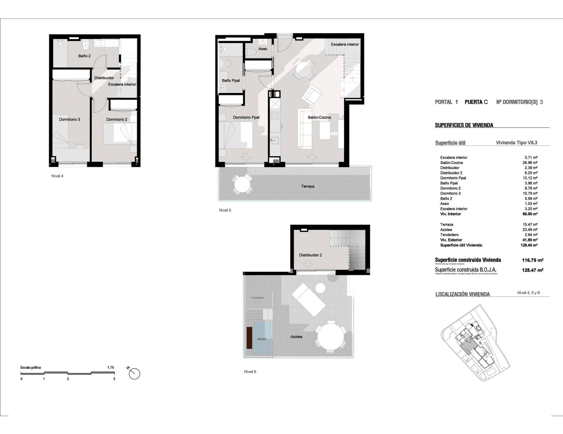 Kattohuoneisto Estepona, Malaga, Espanja 3 makuuhuonetta, 128 m2 No. 169390