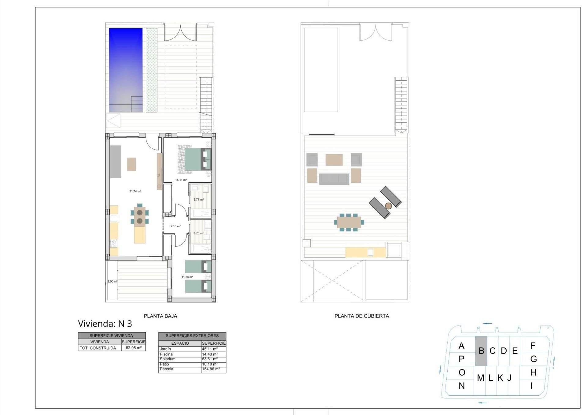 Duplex in Torre-Pacheco, Murcia, Spanien 2 Schlafzimmer, 82 m2 Nr. 180136