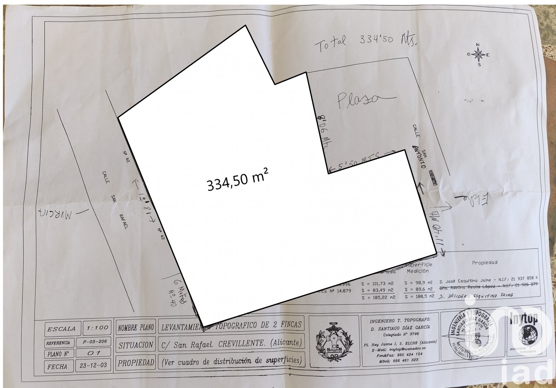 Tomt i Crevillent, Alicante, Spanien 334 kvm. Nr. 185693