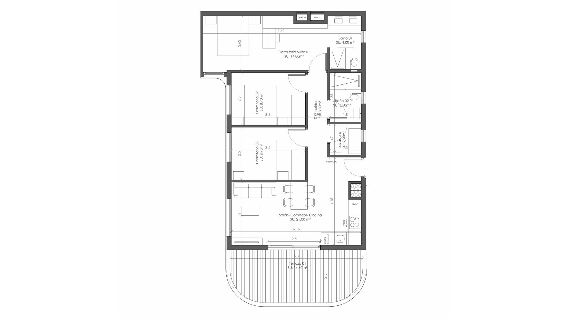 Penthauss NAIA BLUE HORIZON, Guardamar del Segura, Alicante, Spānijā 3 istabas, 108.37 m2 Nr. 166065