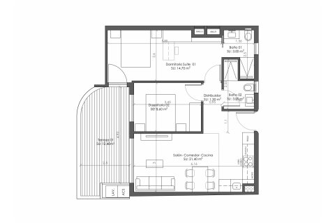 Layout 2 bedrooms, 88.77 sq.m. in NAIA BLUE HORIZON in Guardamar del Segura, Spain No. 166059