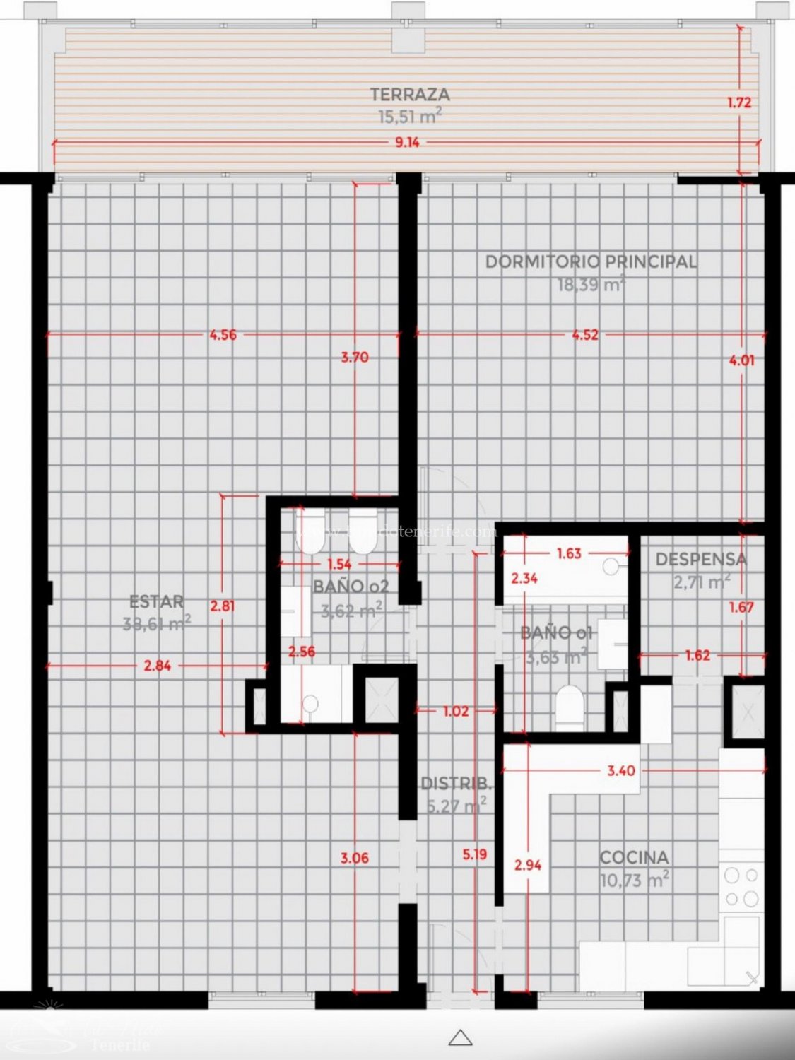 Huoneisto Piedra Hincada, Tenerife, Espanja 4 makuuhuonetta, 108 m2 No. 84491