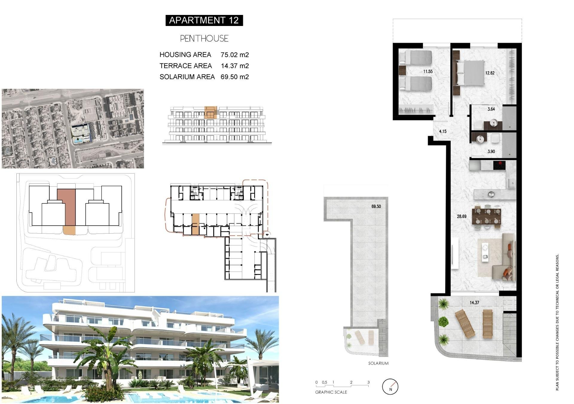 Penthauss Alicante, Spānijā 2 istabas, 75 m2 Nr. 111429