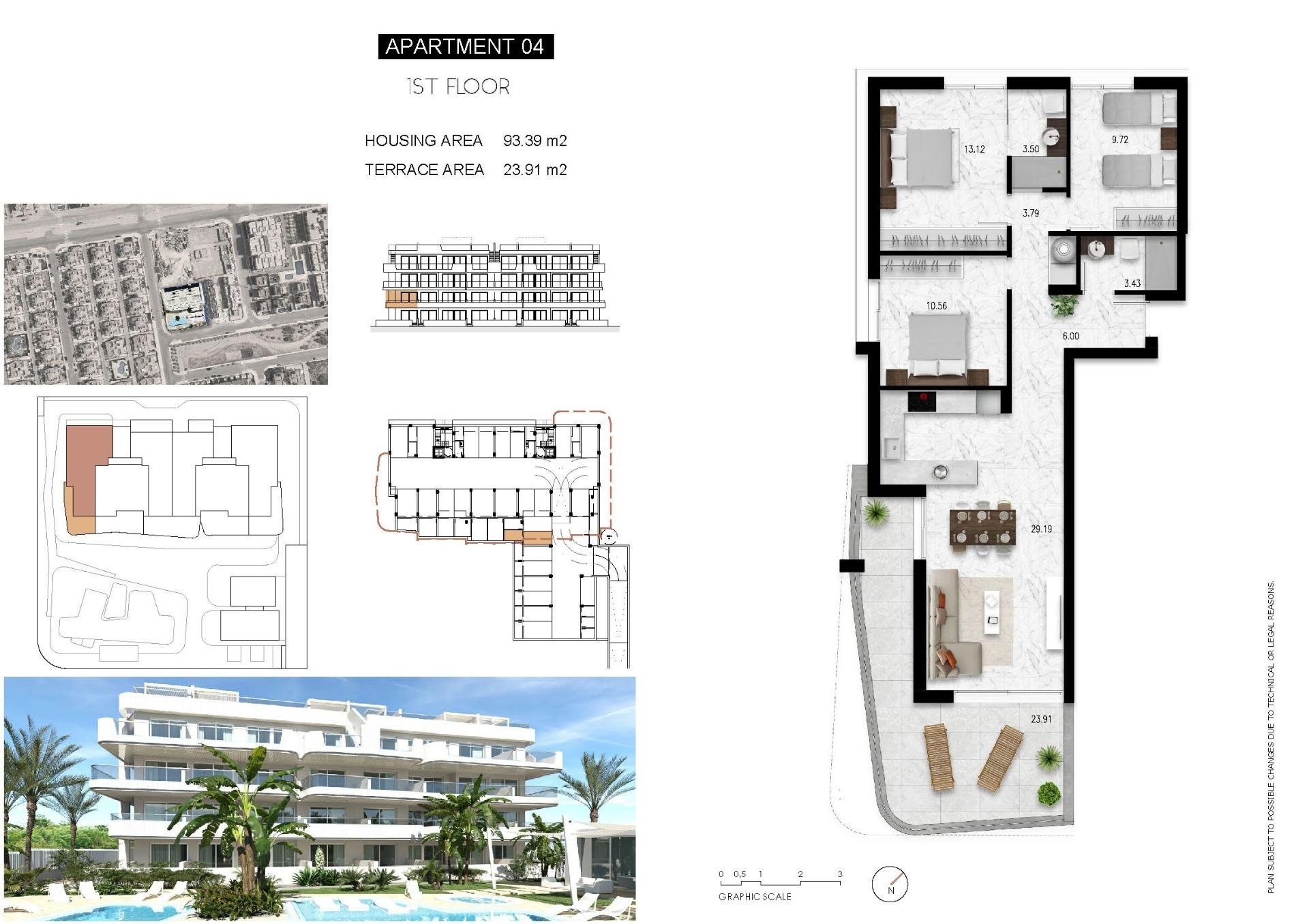 Appartamento a Alicante, Spagna 3 camere da letto, 93 mq. N° 111430