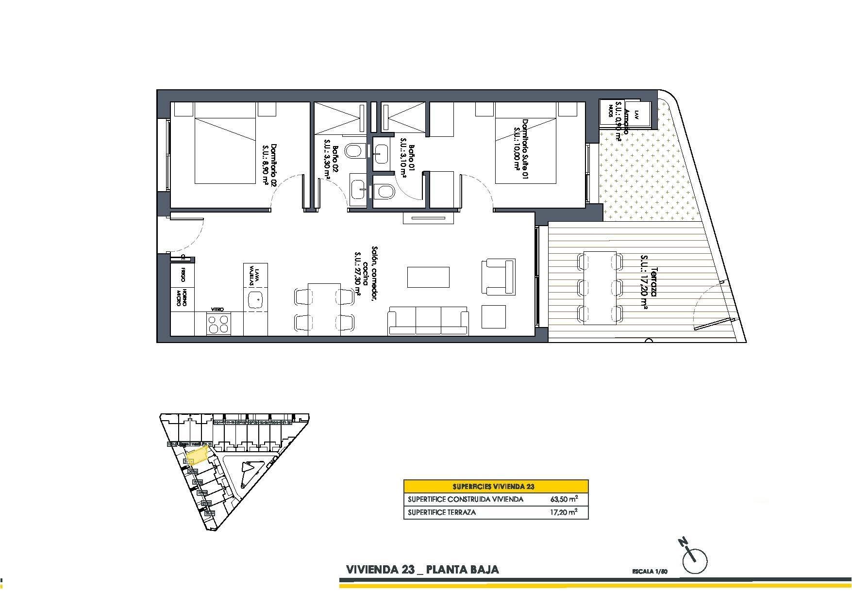 Bungalo San Fulgencio, Alicante, Spānijā 2 istabas, 63 m2 Nr. 117607