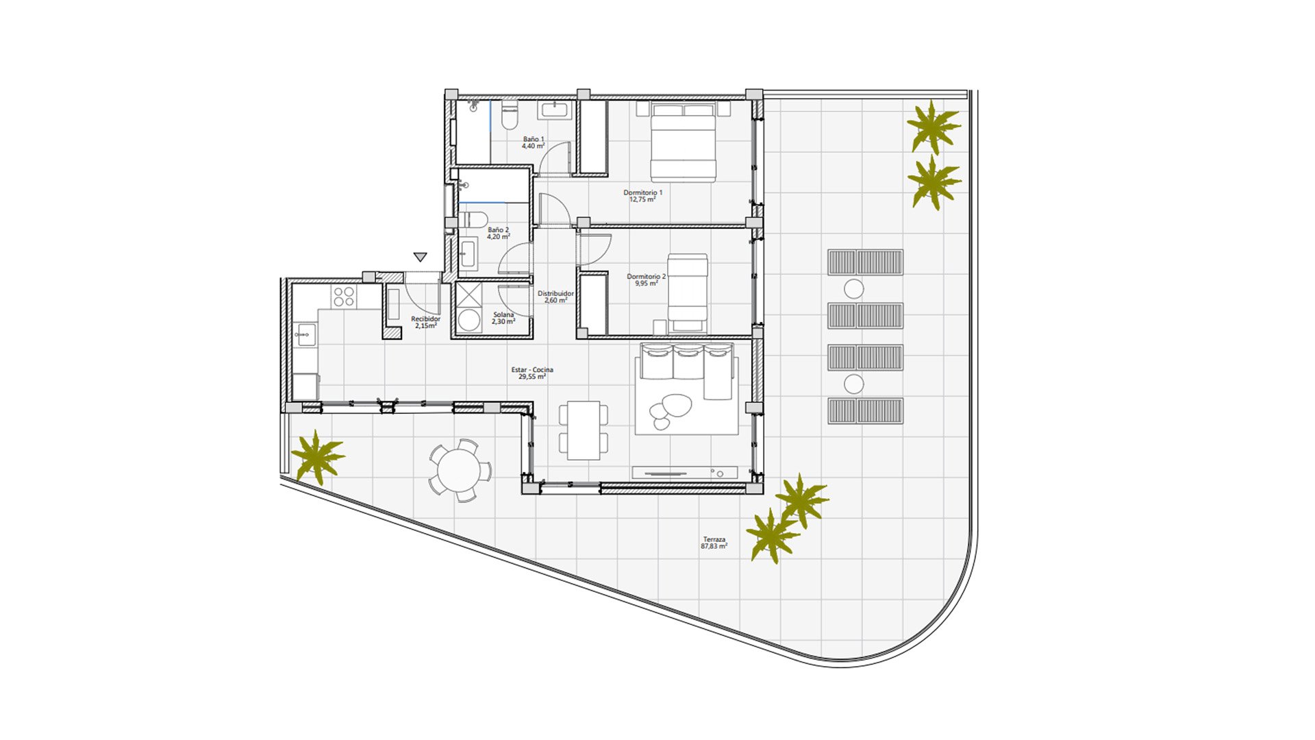 Apartamento en Atlantic Homes, Santa Cruz de Tenerife, Tenerife, España 2 dormitorios, 173.09 m2 No. 89274