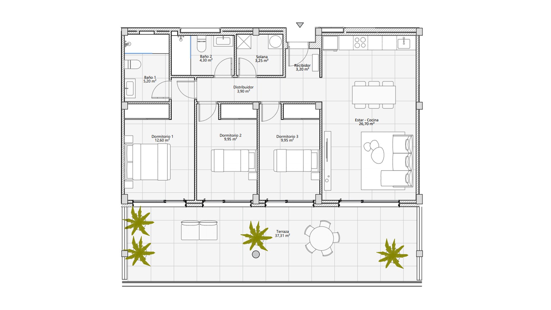 Apartment in Atlantic Homes, Santa Cruz de Tenerife, Tenerife, Spain 3 bedrooms, 132.04 sq.m. No. 89273