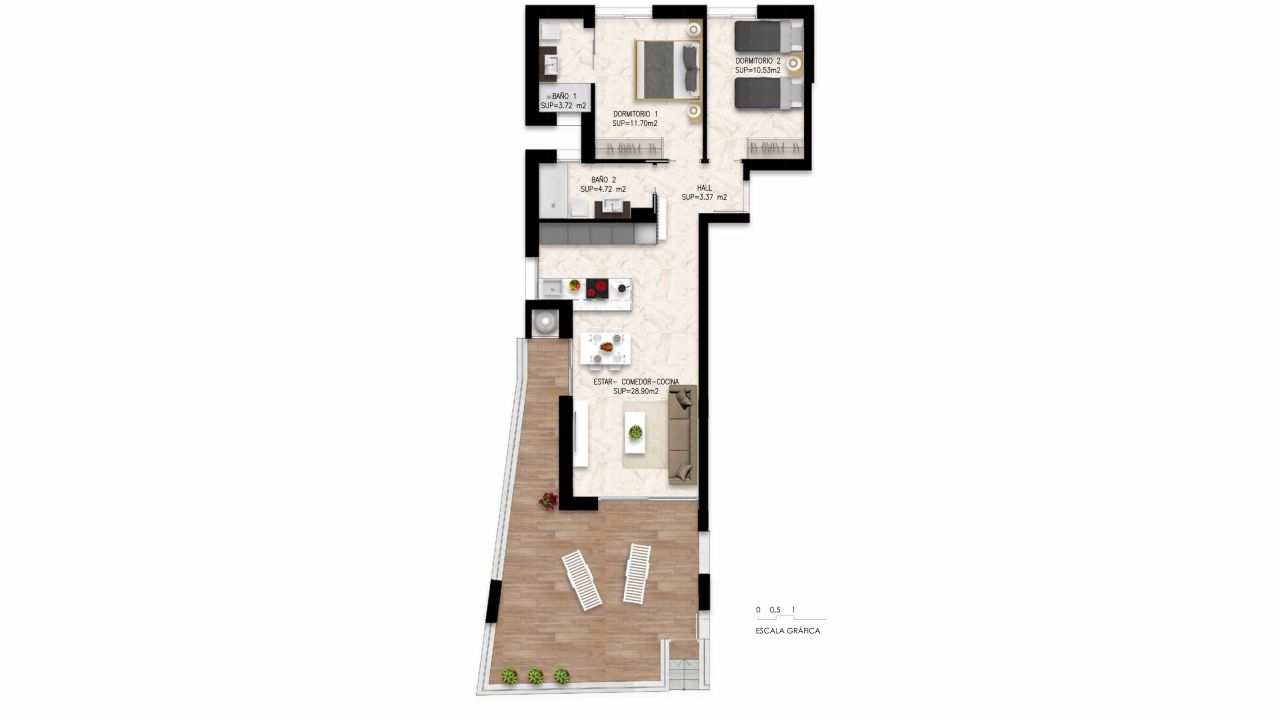 Квартира в Amanecer XI, Ориуэла, Аликанте, Испания 2 спальни, 75.88м2 №106244