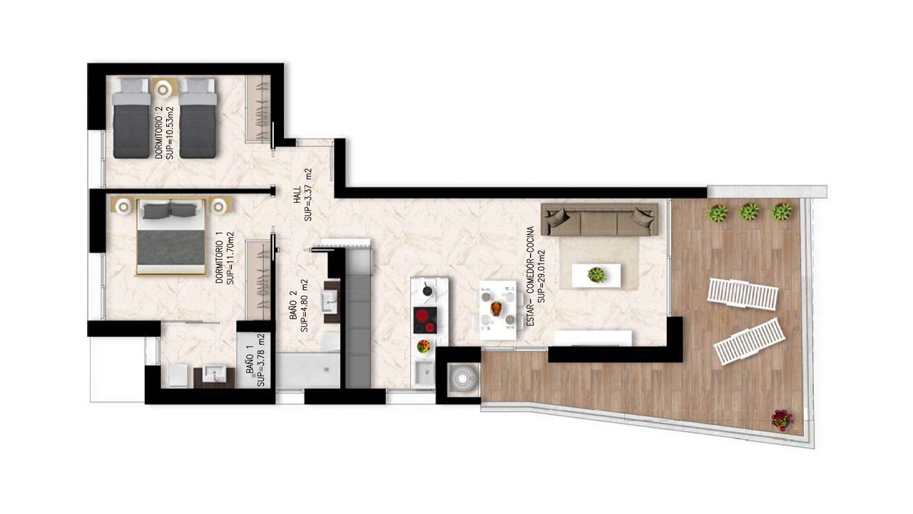 Huoneisto Amanecer XI, Orihuela, Alicante, Espanja 2 makuuhuonetta, 75.88 m2 No. 106245
