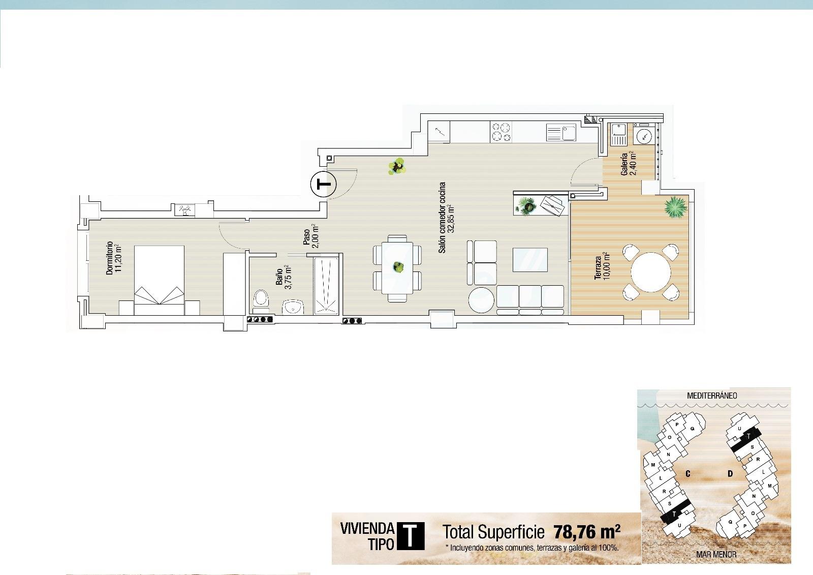 Wohnung in La Manga del Mar Menor, Murcia, Spanien 1 Schlafzimmer, 78 m2 Nr. 112820