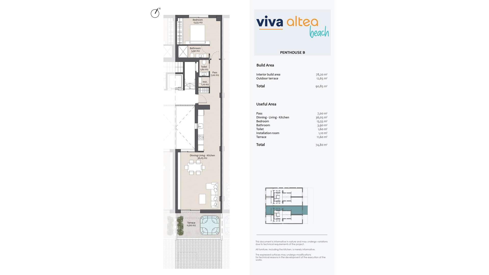 Penthäuser in Viva Altea Beach, Altea, Alicante, Spanien 1 Schlafzimmer, 90.85 m2 Nr. 94408