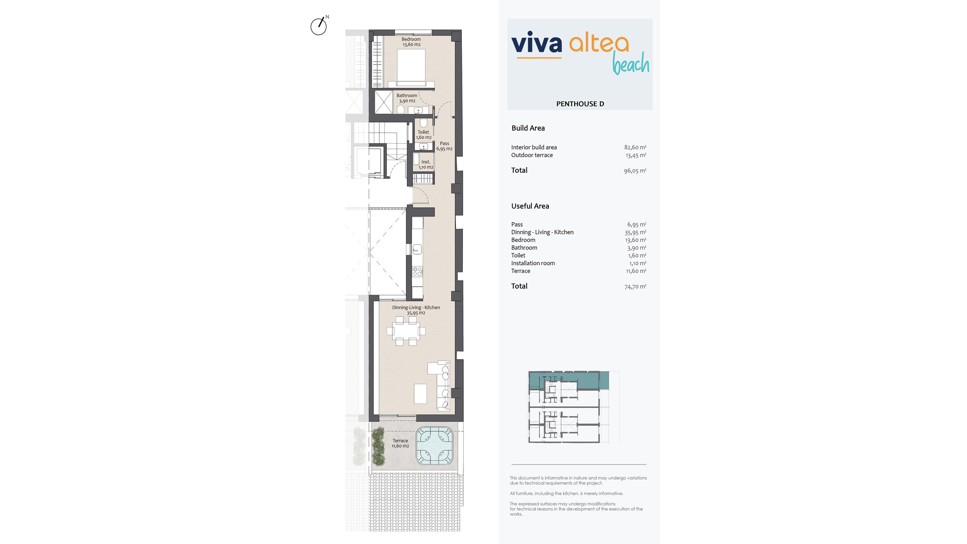 Kattohuoneisto Viva Altea Beach, Altea, Alicante, Espanja 1 makuuhuone, 96.05 m2 No. 94407
