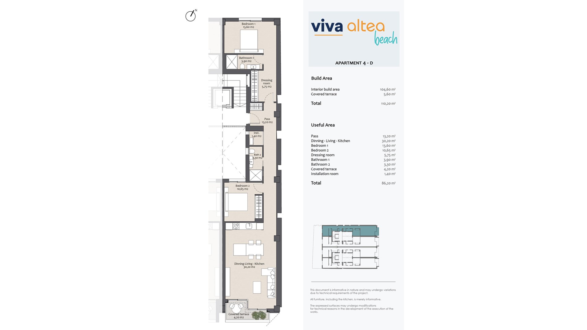 Lägenhet i Viva Altea Beach, Altea, Alicante, Spanien 2 sovrum, 110.2 kvm. Nr. 94406