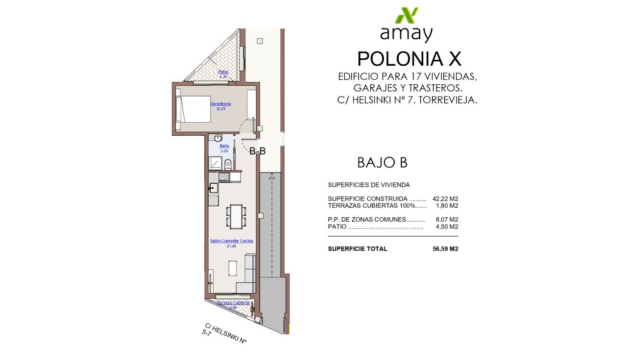 Appartamento in Polonia X, Torrevieja, Alicante, Spagna 1 camera da letto, 56.59 mq. N° 91781