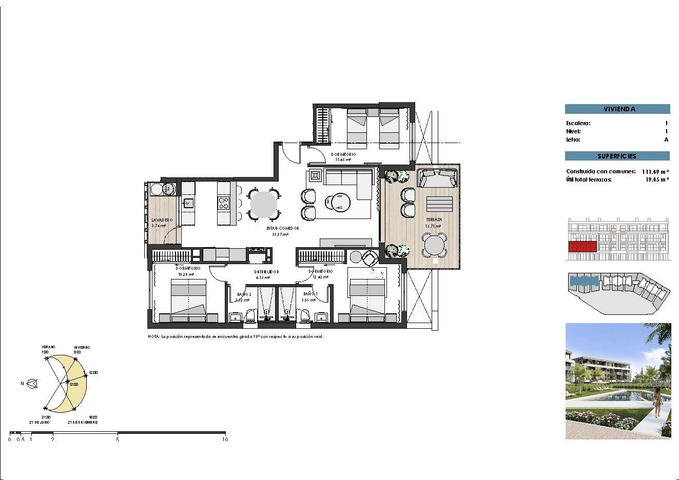 Huoneisto Torre-Pacheco, Murcia, Espanja 3 makuuhuonetta, 106 m2 No. 103444