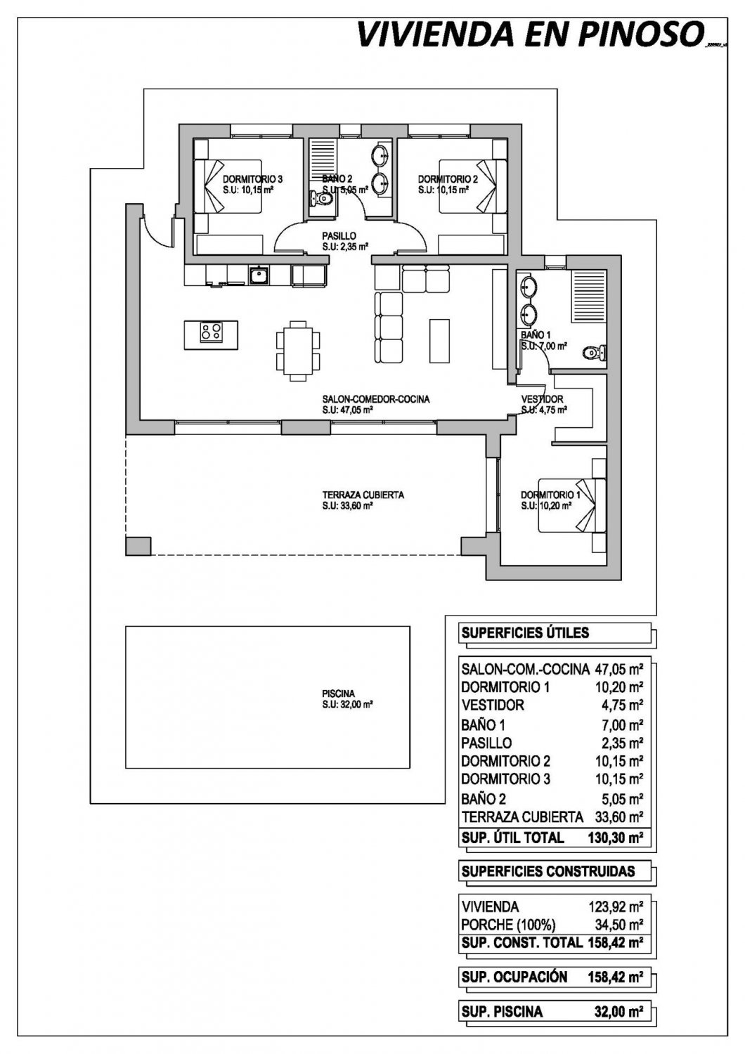 Villa a Pinoso, Alicante, Spagna 3 camere da letto, 123 mq. N° 111216