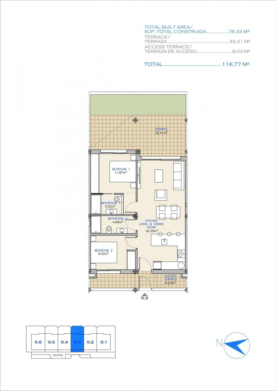 Wohnung in Los Alcazares, Murcia, Spanien 2 Schlafzimmer, 76 m2 Nr. 117582