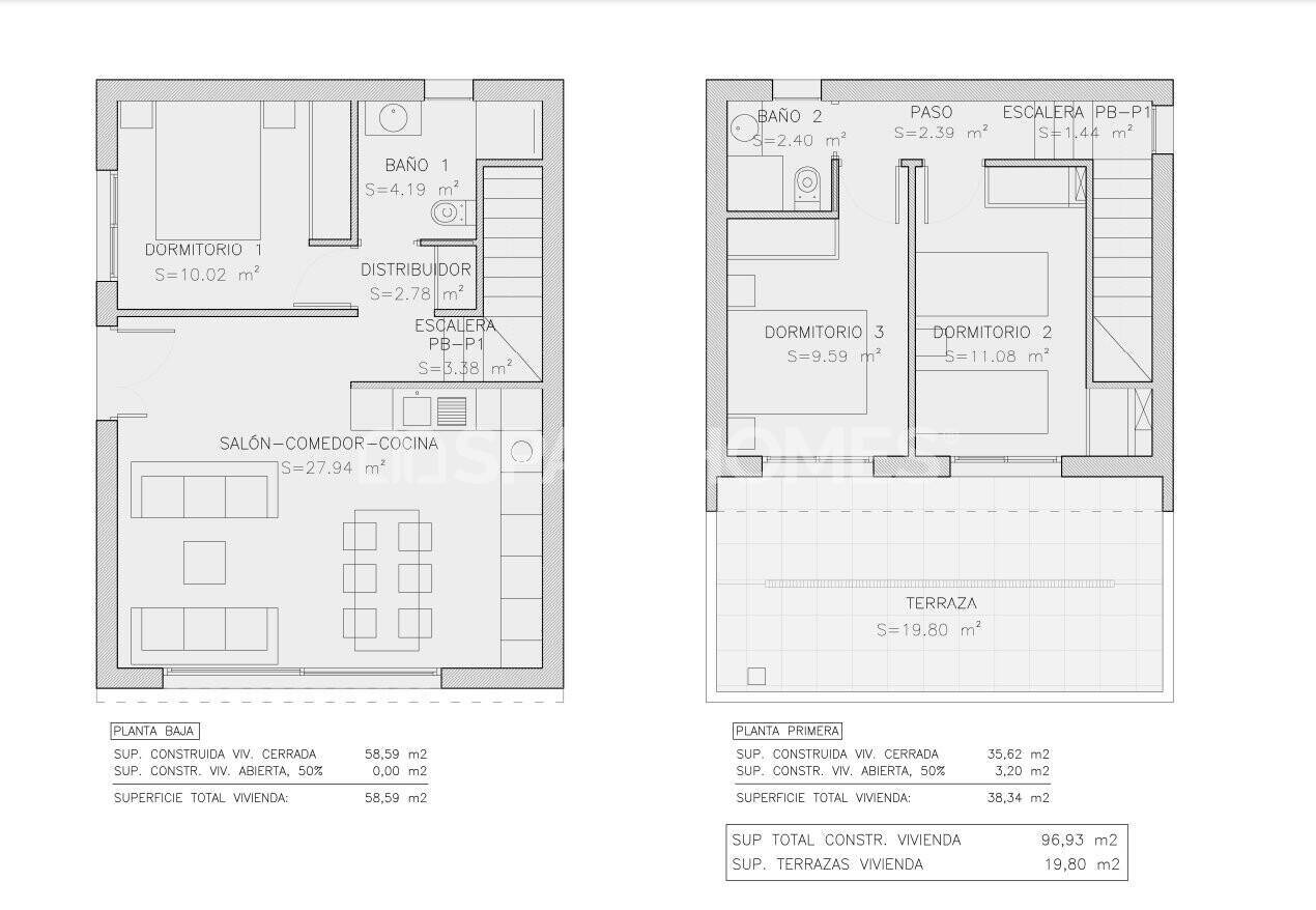 Villa in Orihuela, Alicante, Spanien 3 Schlafzimmer, 106 m2 Nr. 52698