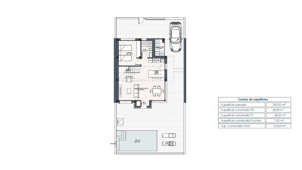 Villa en Laguna Azul, Ciudad Quesada, Alicante, España 3 dormitorios, 116 m2 No. 89333