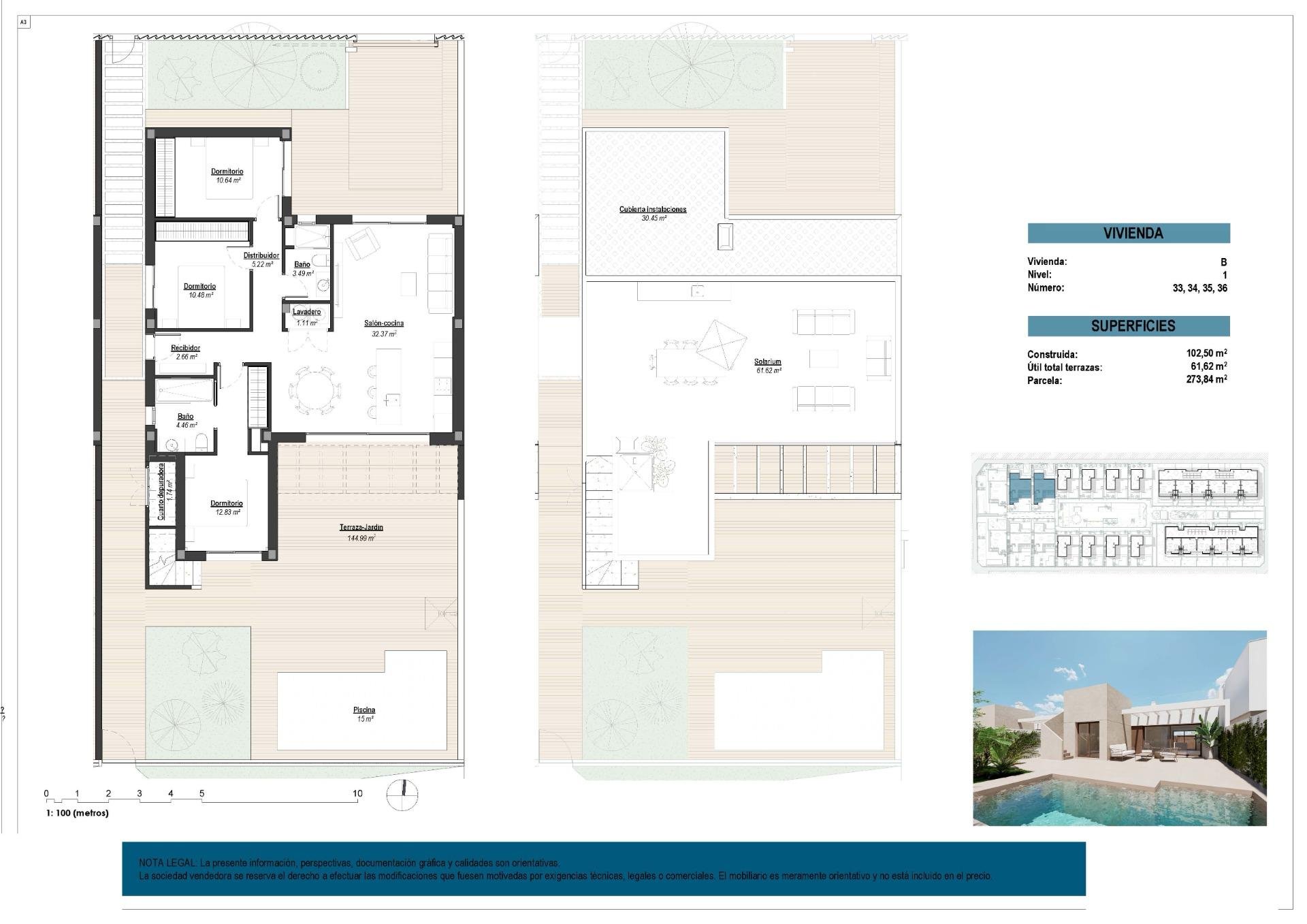 Willa w Los Alcazares, Murcia, Hiszpania 3 sypialnie, 102 mkw. nr 112553