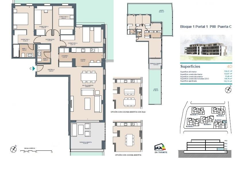 Appartamento a Alicante, Spagna 4 camere da letto, 136 mq. N° 111343