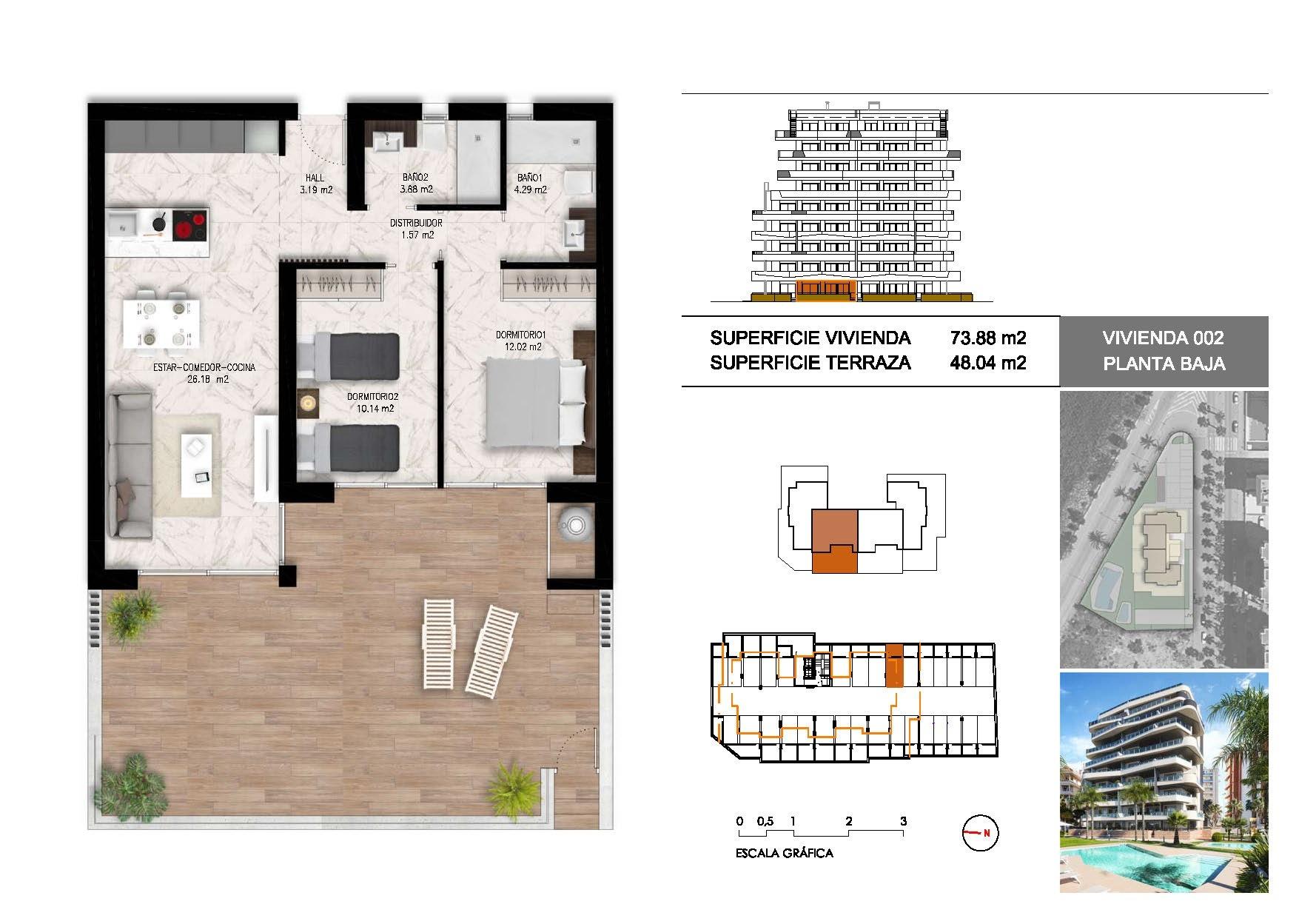 Lägenhet i Guardamar del Segura, Alicante, Spanien 2 sovrum, 73 kvm. Nr. 111341