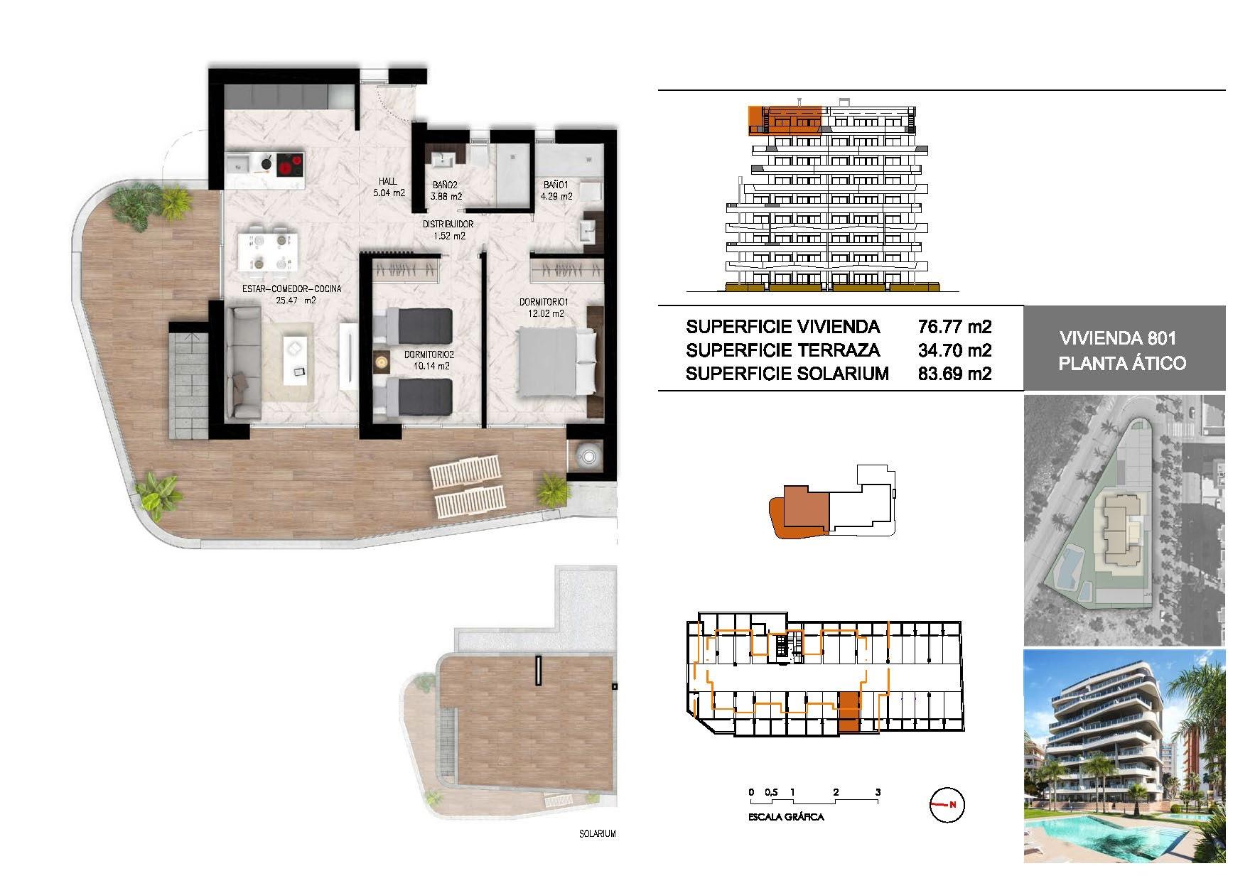 Takvåning i Guardamar del Segura, Alicante, Spanien 2 sovrum, 76 kvm. Nr. 111342