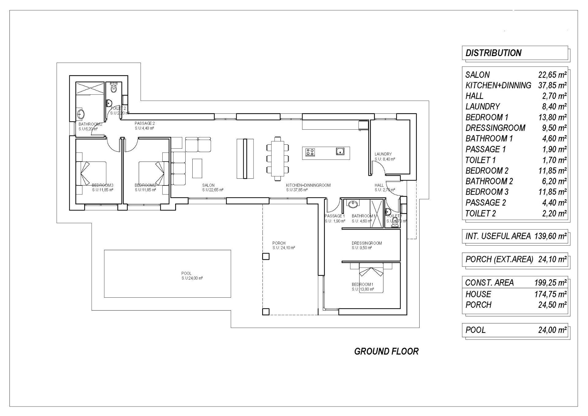 Villa a Pinoso, Alicante, Spagna 3 camere da letto, 199 mq. N° 111304