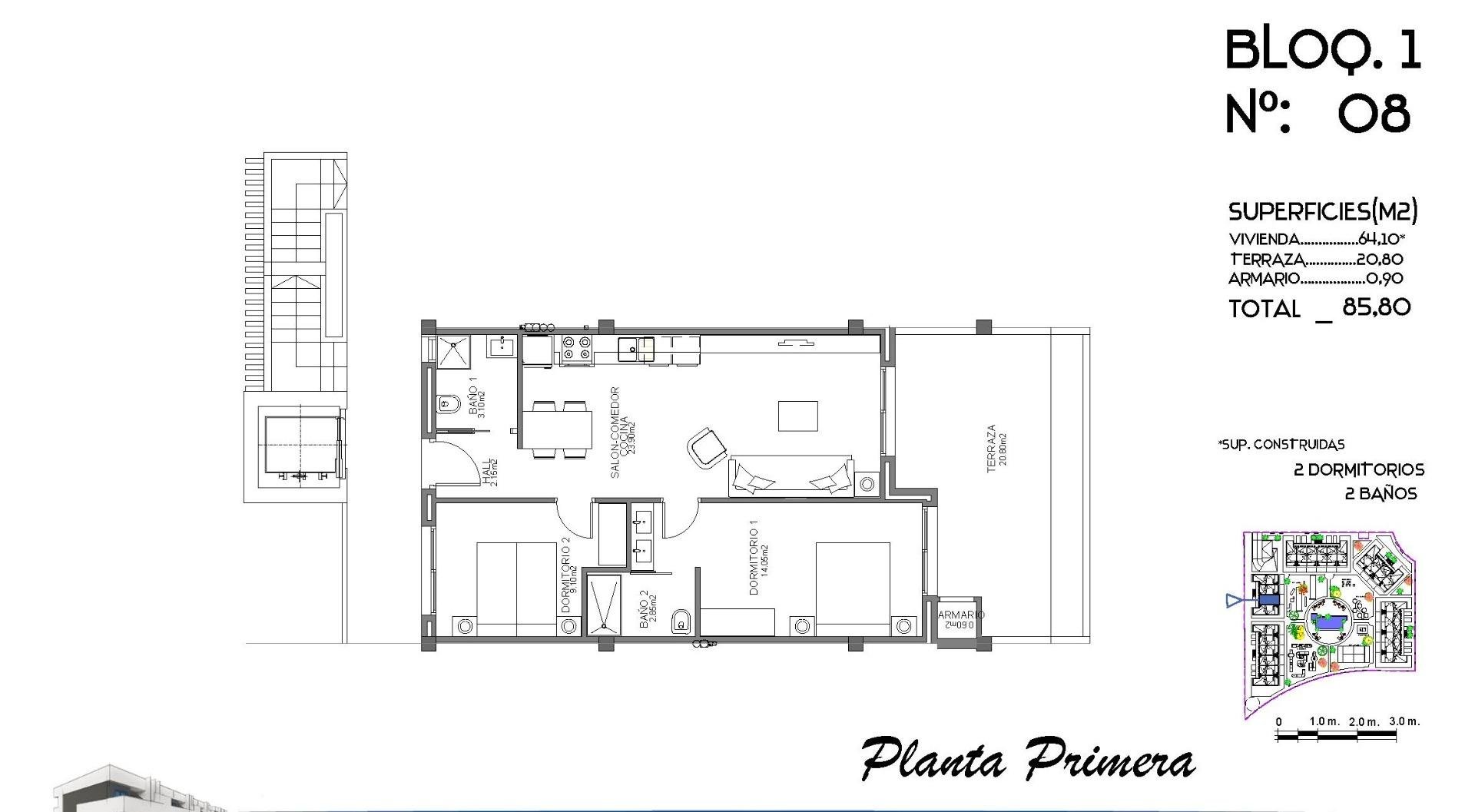 Apartment in Guardamar del Segura, Alicante, Spain 2 bedrooms, 64 sq.m. No. 111319