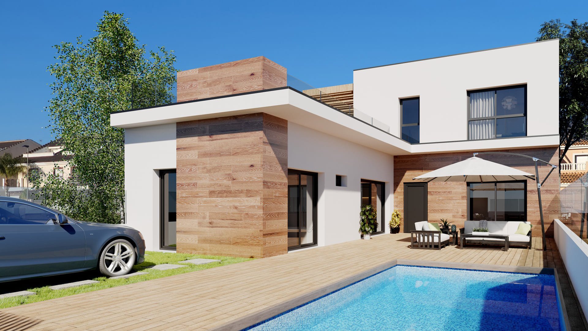 Villa i Senda de los Flamencos, San Javier, Murcia, Spanien 3 sovrum, 124.7 kvm. Nr. 90834