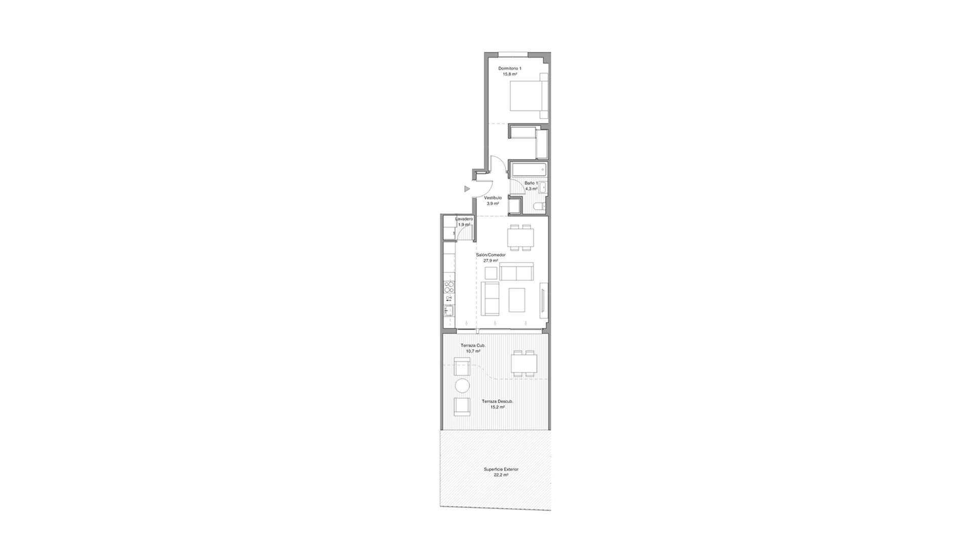 Квартира в Habitat Alborán-Mistral, Торремолинос, Малага, Испания 1 спальня, 75м2 №93646