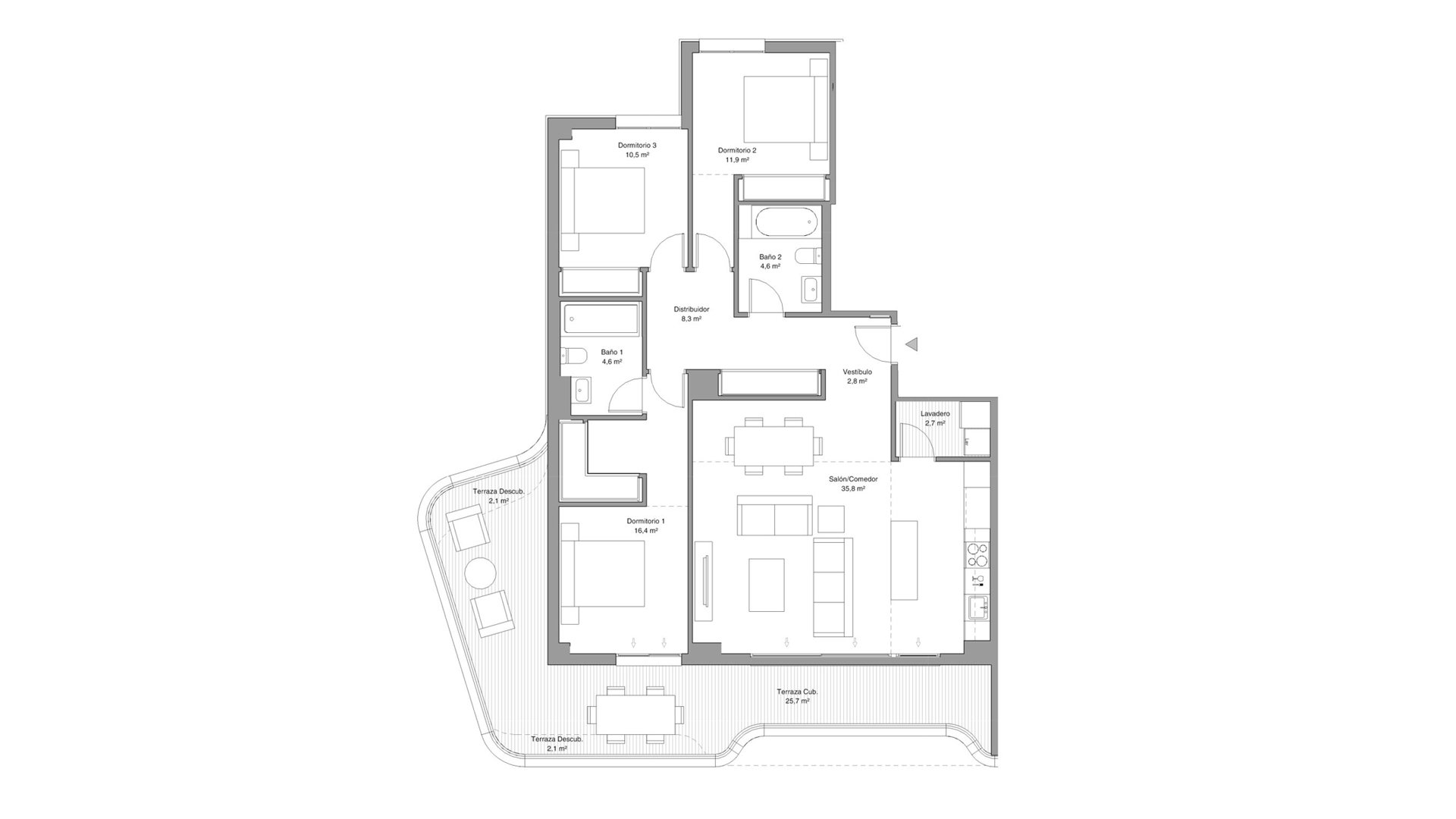 Dzīvoklis Habitat Alborán-Mistral, Torremolinos, Malaga, Spānijā 3 istabas, 137 m2 Nr. 93645