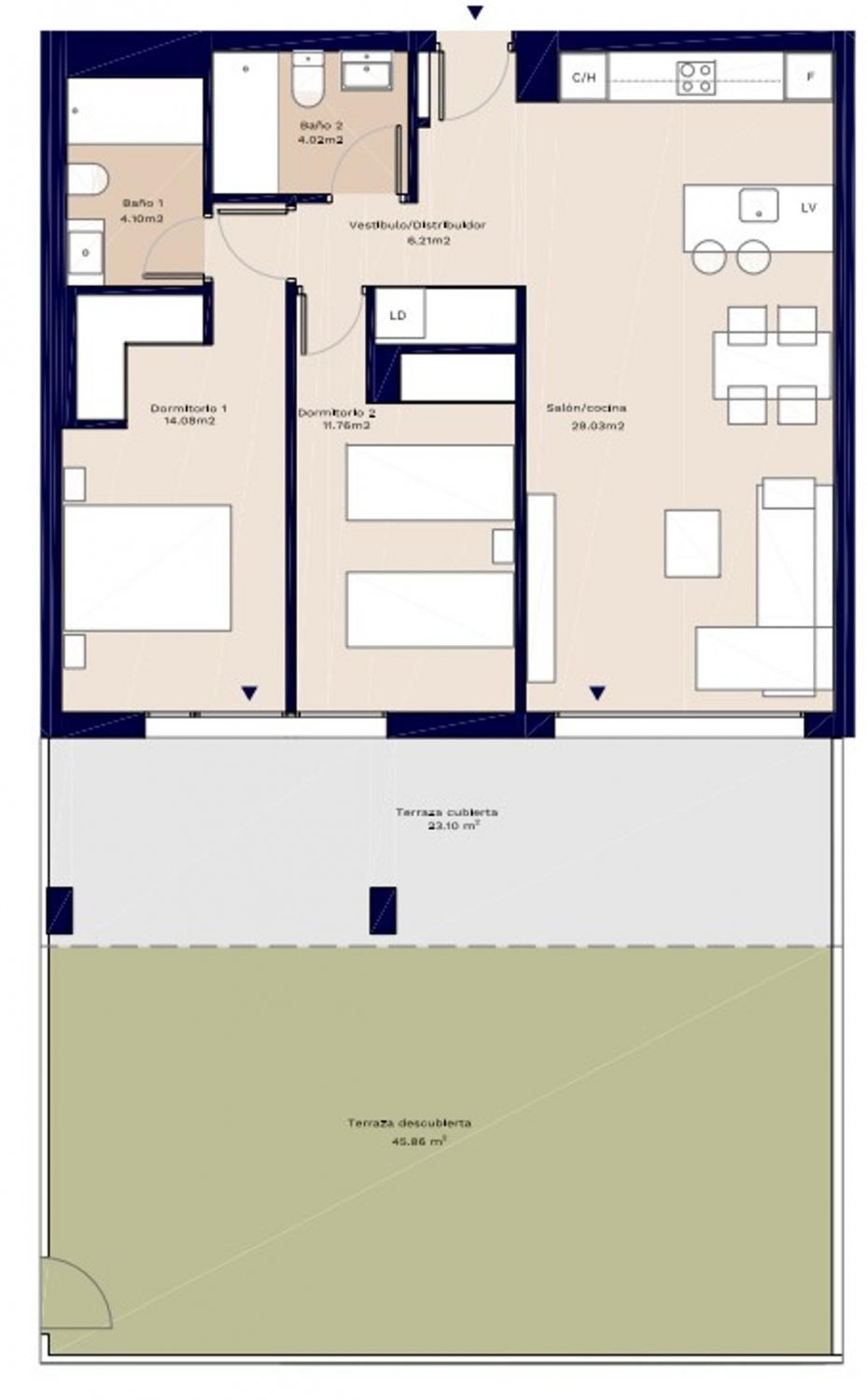 Huoneisto Denia, Alicante, Espanja 2 makuuhuonetta, 91 m2 No. 113059