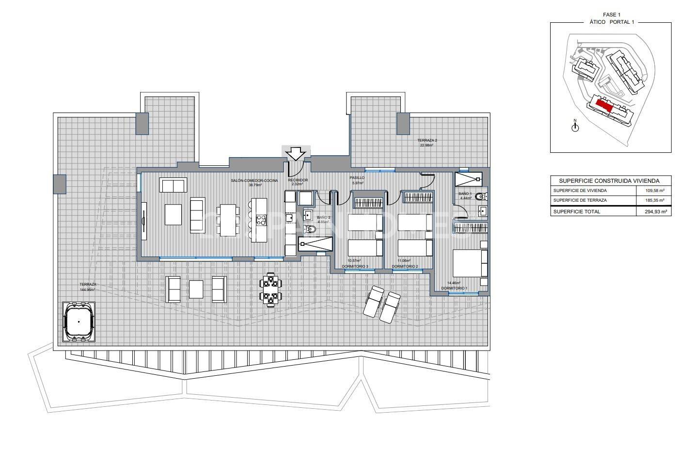 Penthäuser in Mijas, Malaga, Spanien 3 Schlafzimmer, 110 m2 Nr. 90513