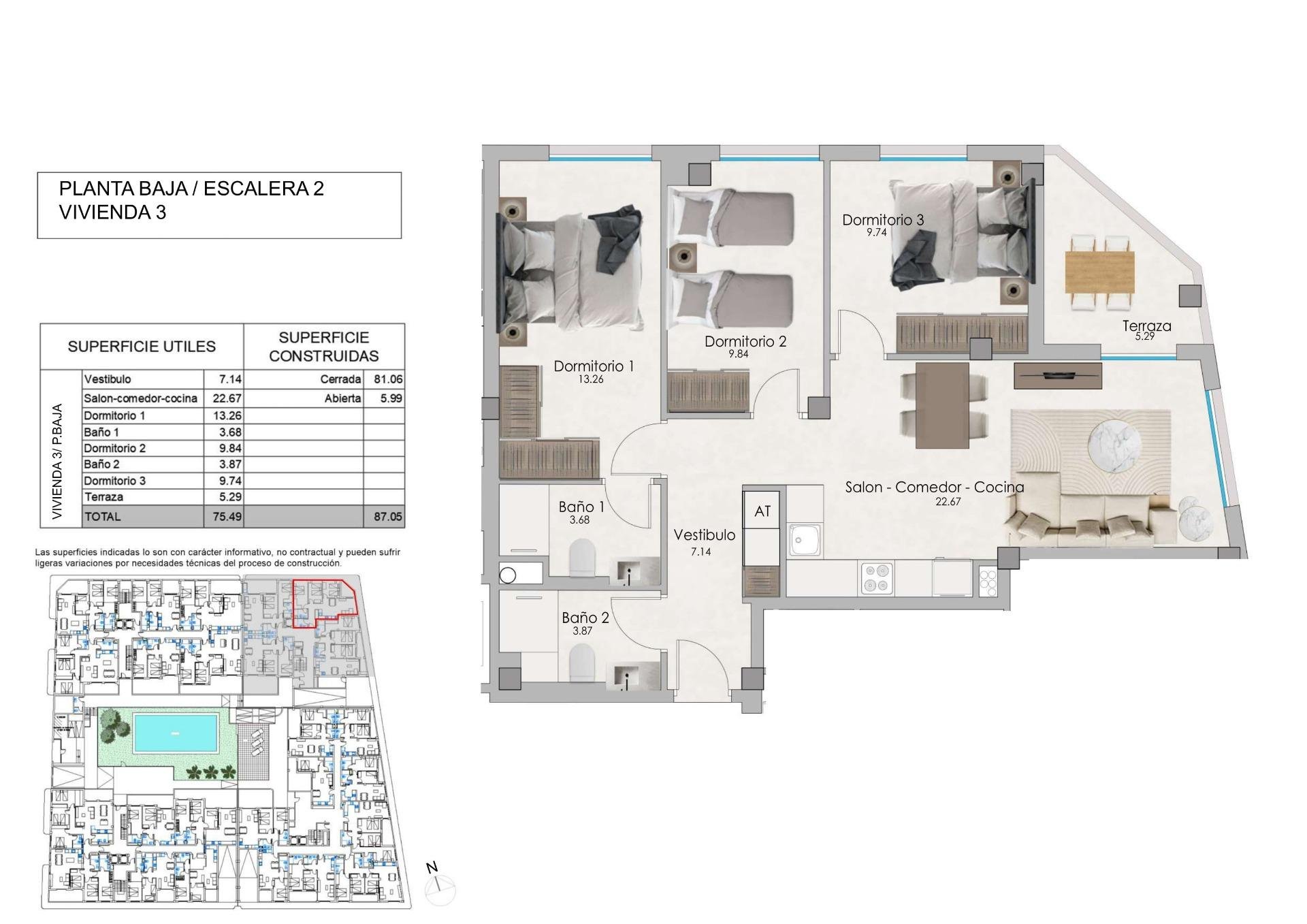 Appartamento a Santa Pola, Alicante, Spagna 3 camere da letto, 87 mq. N° 103307
