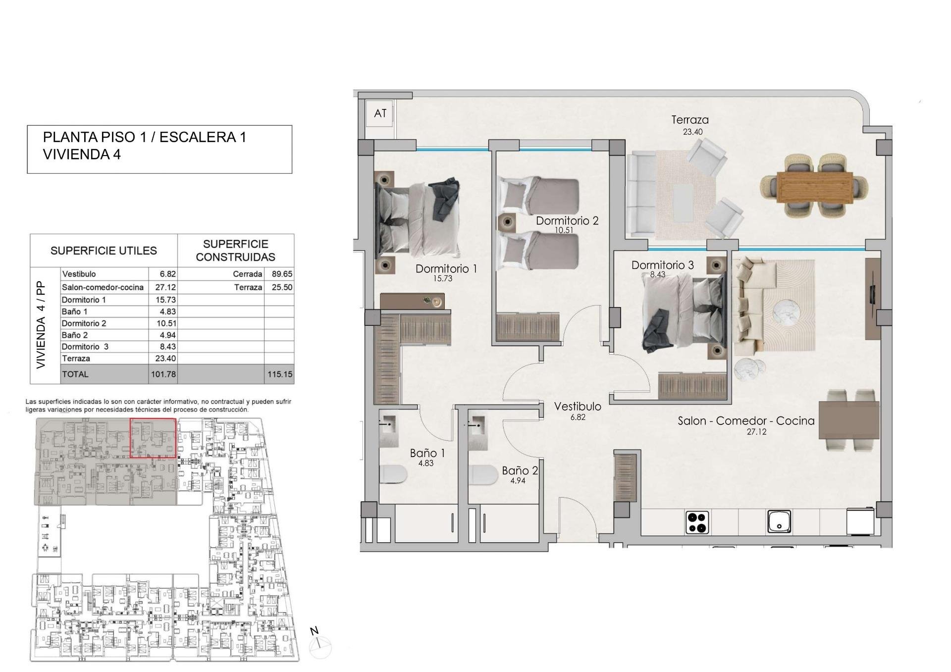 Lägenhet i Santa Pola, Alicante, Spanien 3 sovrum, 98 kvm. Nr. 103308