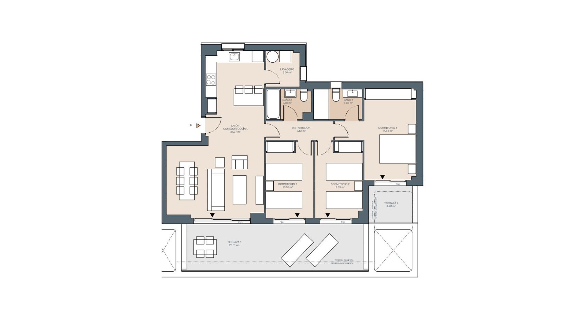 Apartamento en Idilia Terram, Málaga, España 3 dormitorios, 123 m2 No. 90080