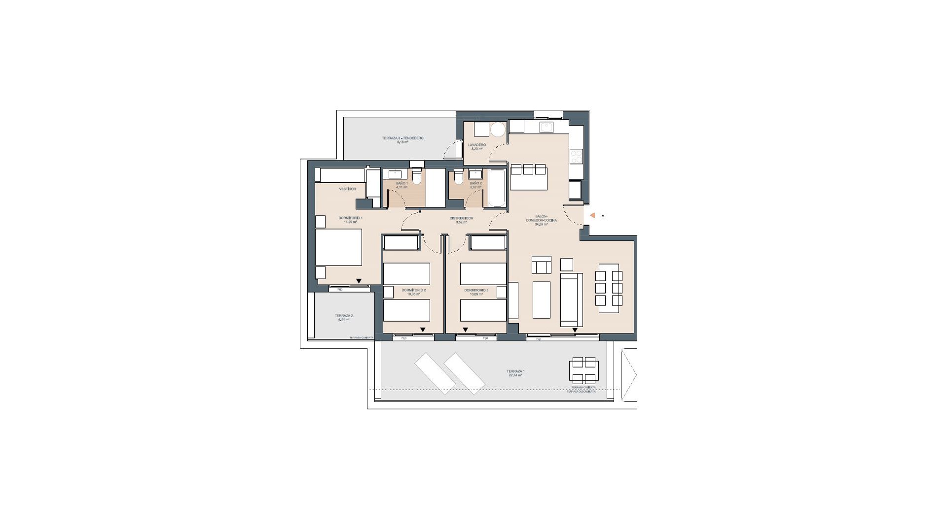 Dzīvoklis Idilia Terram, Malaga, Spānijā 3 istabas, 124 m2 Nr. 90082