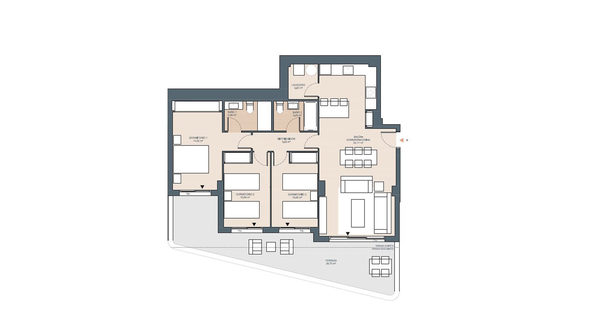 Apartment in Idilia Terram, Malaga, Spain 3 bedrooms, 126 sq.m. No. 90081