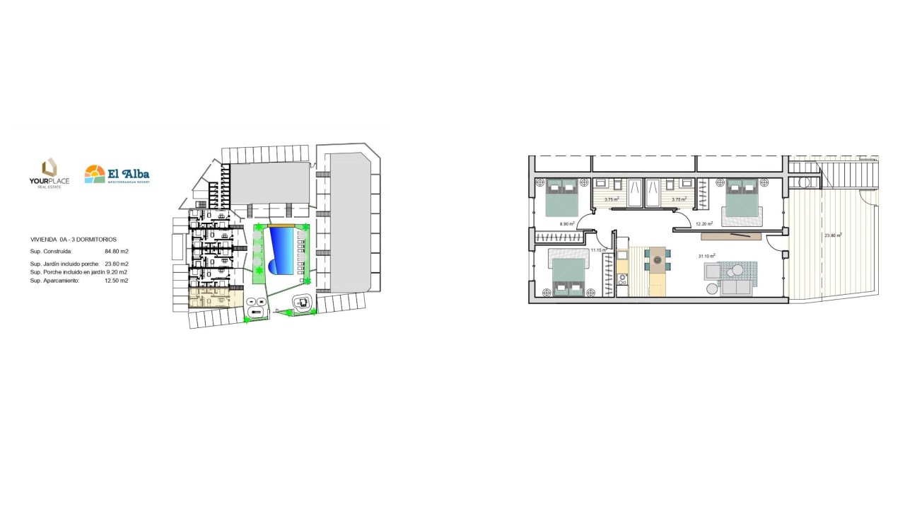 Apartment en El Alba Rai, Murcia, Espagne 3 chambres, 84.8 m2 No. 104344