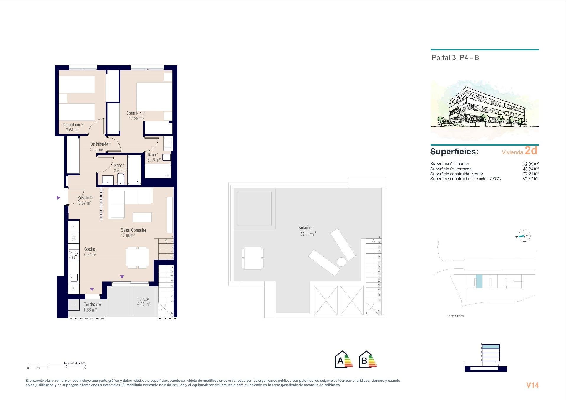 Kattohuoneisto Alicante, Espanja 2 makuuhuonetta, 82 m2 No. 111185