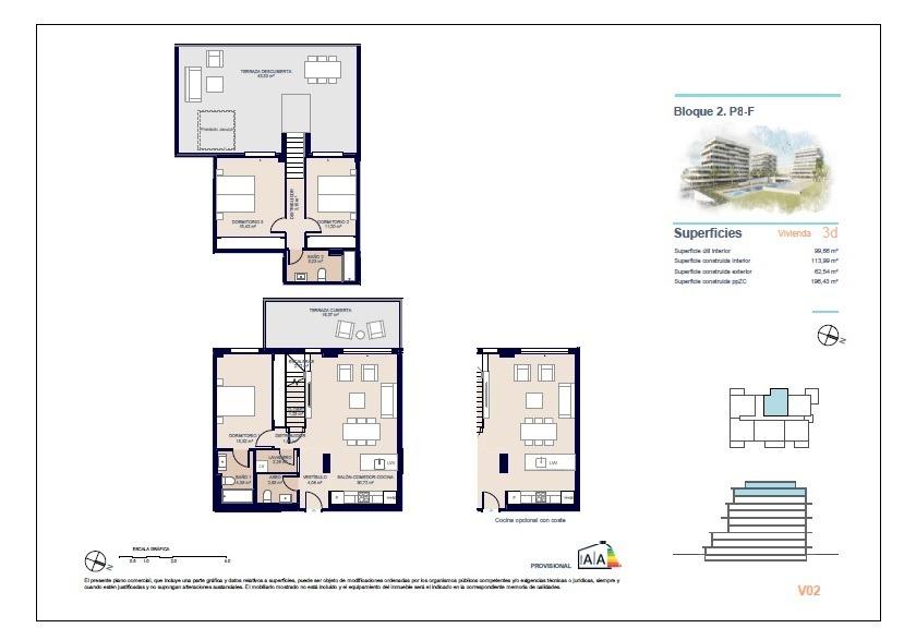 Attico a Villajoyosa, Alicante, Spagna 3 camere da letto, 113 mq. N° 111193