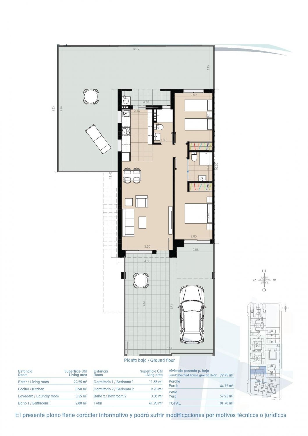 Bungalow en Pilar de la Horadada, Alicante, España 2 dormitorios, 79 m2 No. 111196