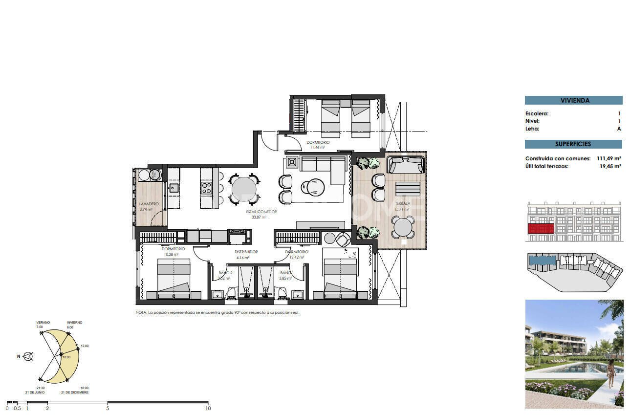 Penthouse w Torre-Pacheco, Murcia, Hiszpania 3 sypialnie, 109 mkw. nr 121206