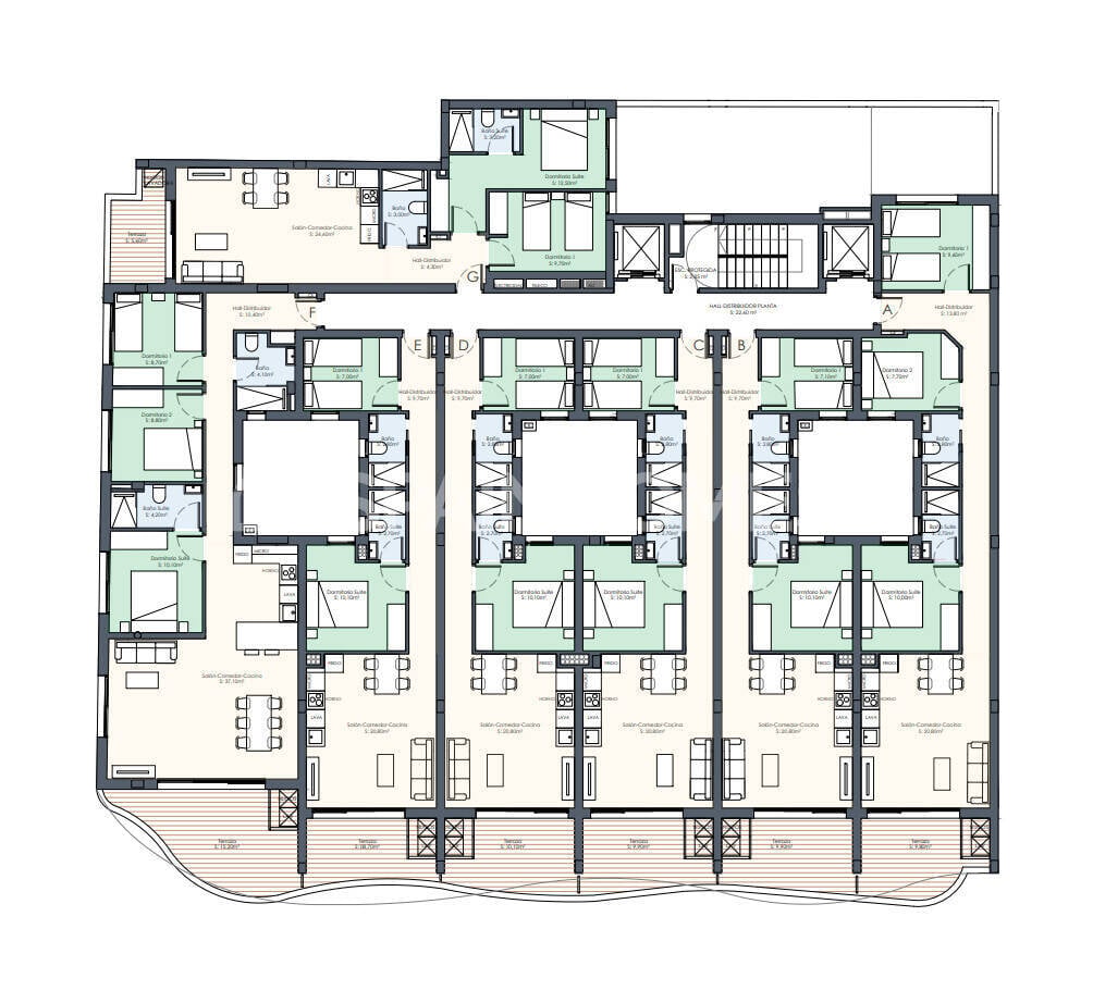 Penthäuser in Torrevieja, Alicante, Spanien 2 Schlafzimmer, 53 m2 Nr. 121209