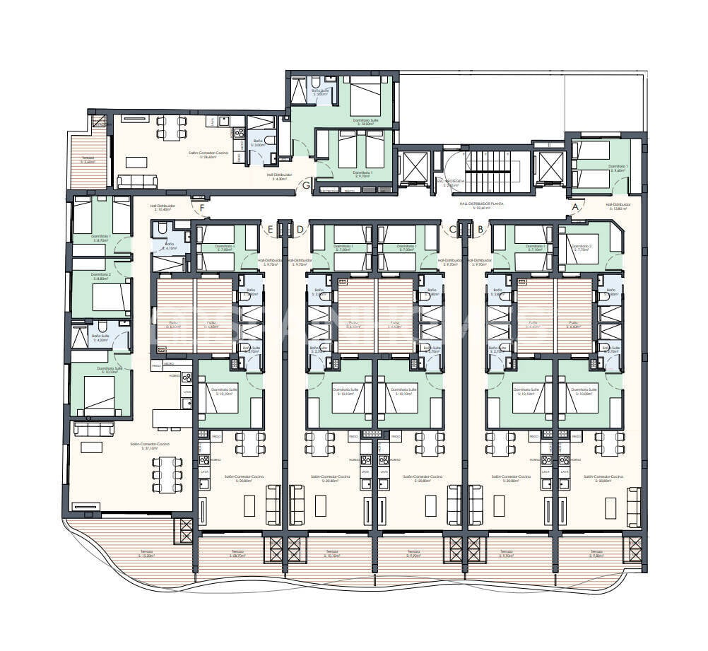 Penthäuser in Torrevieja, Alicante, Spanien 2 Schlafzimmer, 53 m2 Nr. 121209